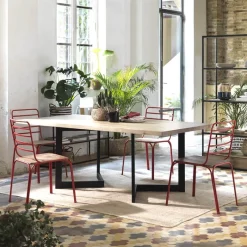 Jayso Nantes Chaise en métal vintage assise bois* Chaise De Cuisine|Chaise De Salle à Manger