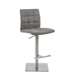 NantesTabouret ajustable en hauteur coque matelassée et structure en acier brossé* Tabouret Snack (assise +/- 65 Cm)|Tabouret De Bar (assise +/- 80 Cm)