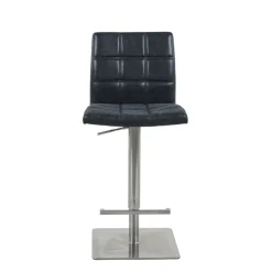 NantesTabouret ajustable en hauteur coque matelassée et structure en acier brossé* Tabouret Snack (assise +/- 65 Cm)|Tabouret De Bar (assise +/- 80 Cm)