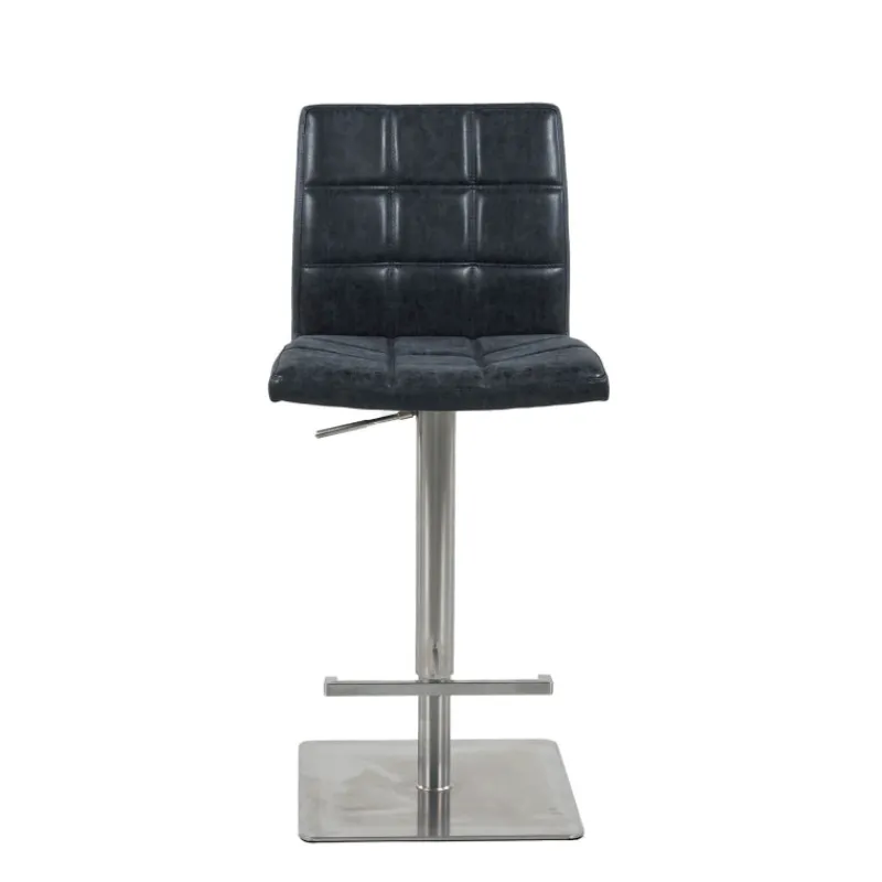 NantesTabouret ajustable en hauteur coque matelassée et structure en acier brossé* Tabouret Snack (assise +/- 65 Cm)|Tabouret De Bar (assise +/- 80 Cm)