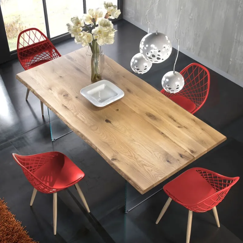 Special wood Nemesi 13.05 Table design rectangulaire en bois avec pieds en verre* Table De Salle à Manger