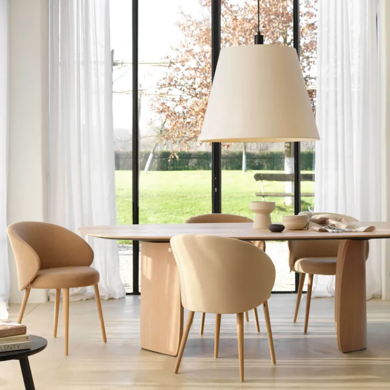 Mobitec Neo ® Fauteuil cosy confortable en tissu et pieds bois* Chaise De Salle à Manger|Chaise Salon