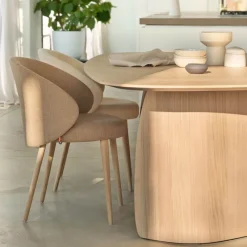 Mobitec Neo ® Fauteuil cosy confortable en tissu et pieds bois* Chaise De Salle à Manger|Chaise Salon