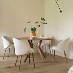 Mobitec Neo ® Fauteuil cosy confortable en tissu et pieds bois* Chaise De Salle à Manger|Chaise Salon
