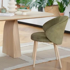 Mobitec Neo ® Fauteuil cosy confortable en tissu et pieds bois* Chaise De Salle à Manger|Chaise Salon