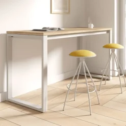 Cancio Neox Table snack en stratifié pieds forme traineau en métal faible profondeur* Table De Cuisine|Table De Salle à Manger