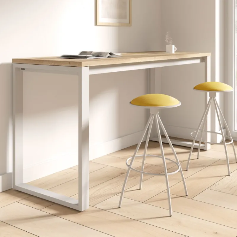 Cancio Neox Table snack en stratifié pieds forme traineau en métal faible profondeur* Table De Cuisine|Table De Salle à Manger