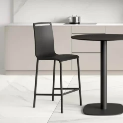Cancio Nera Tabouret snack en métal et bois hauteur 65 cm* Tabouret Snack (assise +/- 65 Cm)|Tabouret De Bar (assise +/- 80 Cm)