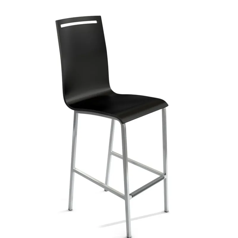 Cancio Nera Tabouret snack en métal et bois hauteur 65 cm* Tabouret Snack (assise +/- 65 Cm)|Tabouret De Bar (assise +/- 80 Cm)