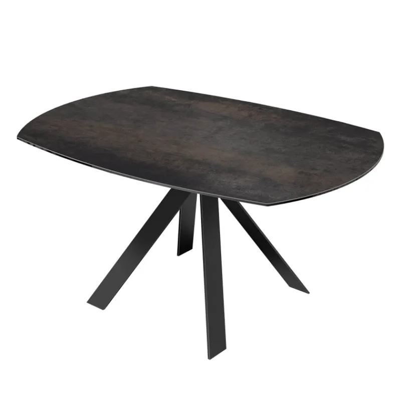 Akante New AustinTable moderne en céramique extensible avec pieds en métal noir* Table De Salle à Manger