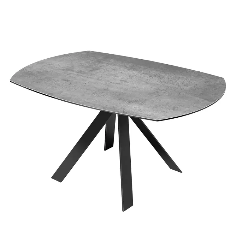 Akante New AustinTable moderne en céramique extensible avec pieds en métal noir* Table De Salle à Manger
