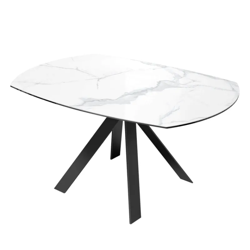 Akante New AustinTable moderne en céramique extensible avec pieds en métal noir* Table De Salle à Manger