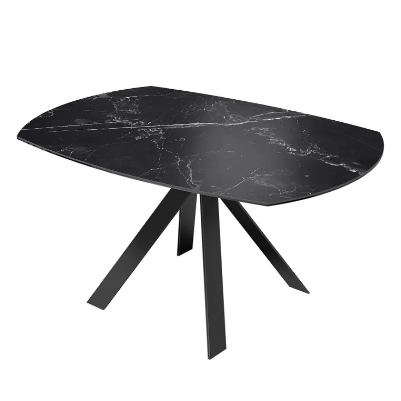 Akante New AustinTable moderne en céramique extensible avec pieds en métal noir* Table De Salle à Manger