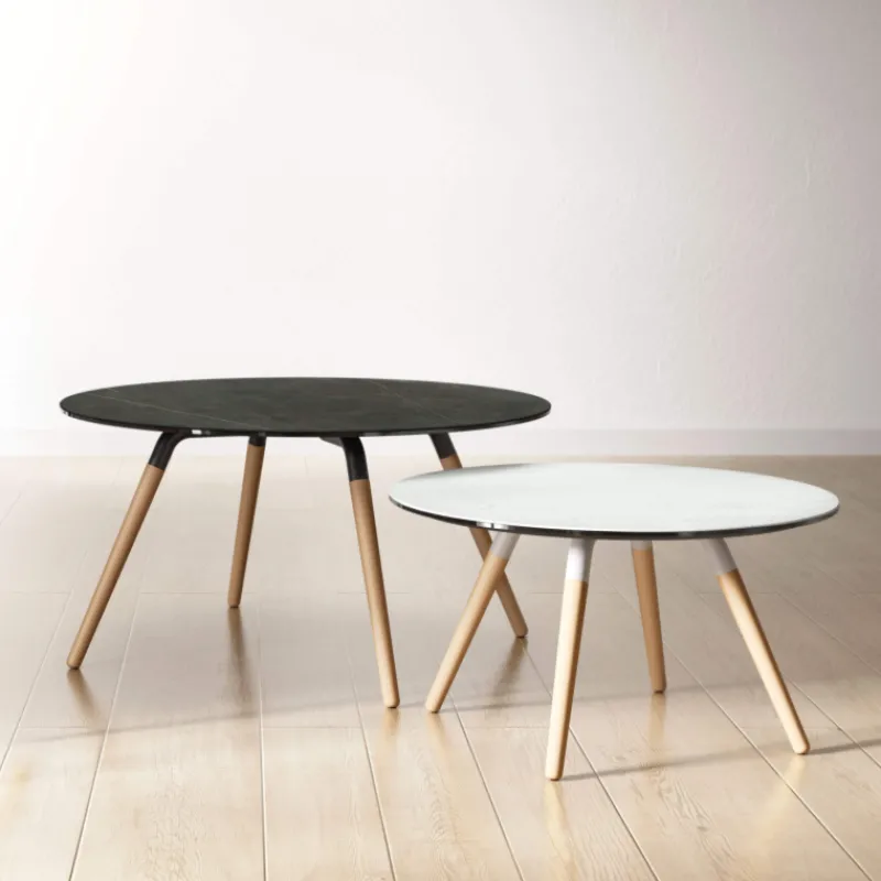 Cancio Nuba mini Table basse ronde en céramique avec pieds en bois* Table De Salon