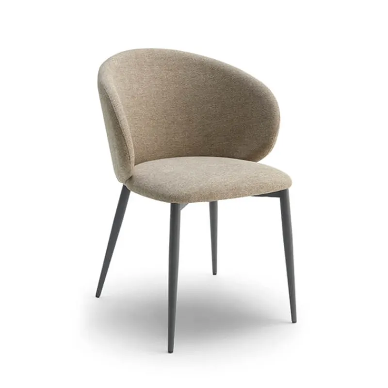 Europea Odette Fauteuil moderne dossier incurvé en tissu pieds en métal* Chaise De Salle à Manger|Fauteuil De Salon