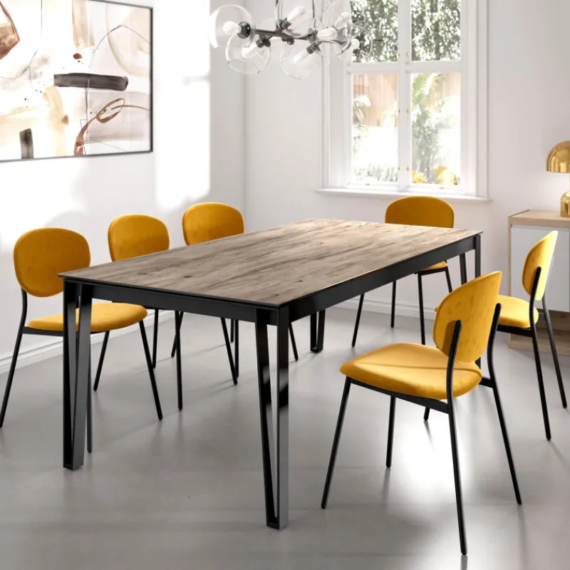 Cancio Okaso Table extensible moderne en céramique pieds en épingle* Table De Salle à Manger