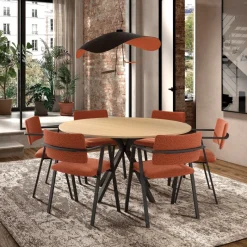 Perfecta Onyx Table ronde en mélaminé avec pied central design en métal* Table De Salle à Manger