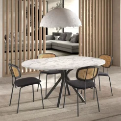 Perfecta Onyx Table ronde moderne extensible en stratifié avec pied central design* Table De Salle à Manger