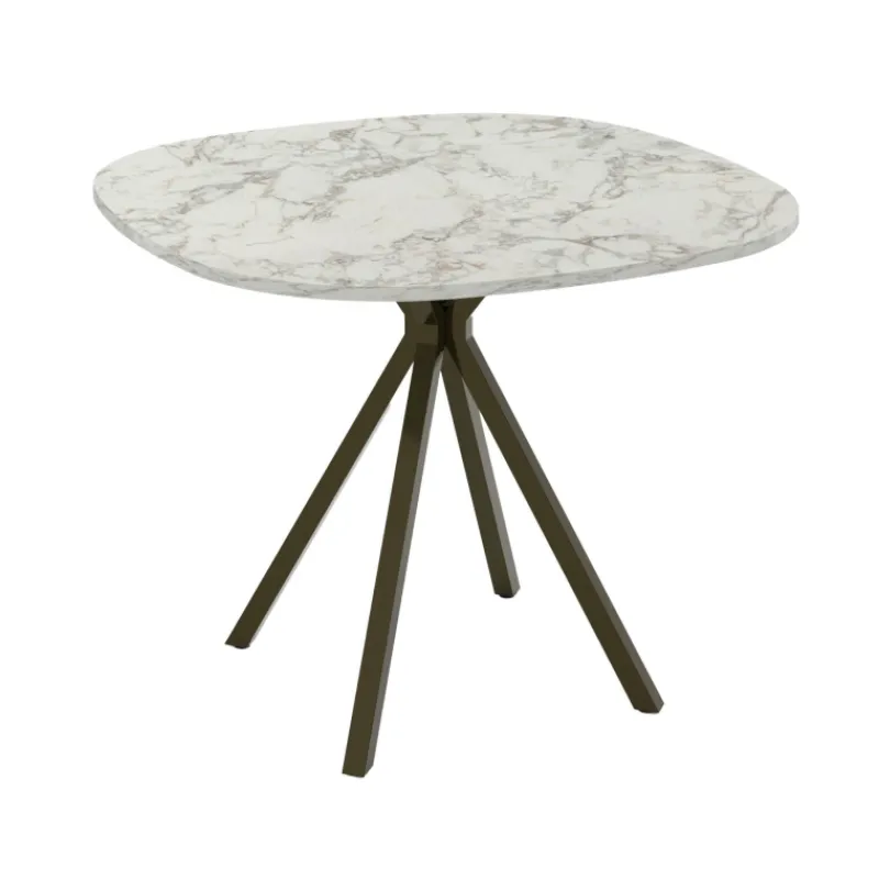 Perfecta Onyx Table snack extensible carrée avec bords arrondis en stratifié et pieds métal* Table De Cuisine|Table De Salle à Manger