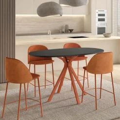 Perfecta Onyx Table snack ovale en stratifié avec pieds en métal* Table De Cuisine|Table De Salle à Manger