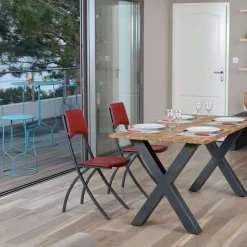 Carrier Ophélie ® Chaise de fabrication française en croûte de cuir et métal* Chaise De Cuisine