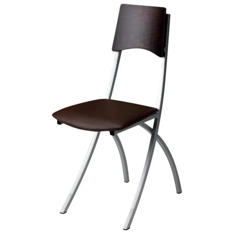 Carrier Ophélie ® Chaise de cuisine en métal et synthétique dossier bois wengé* Chaise De Cuisine