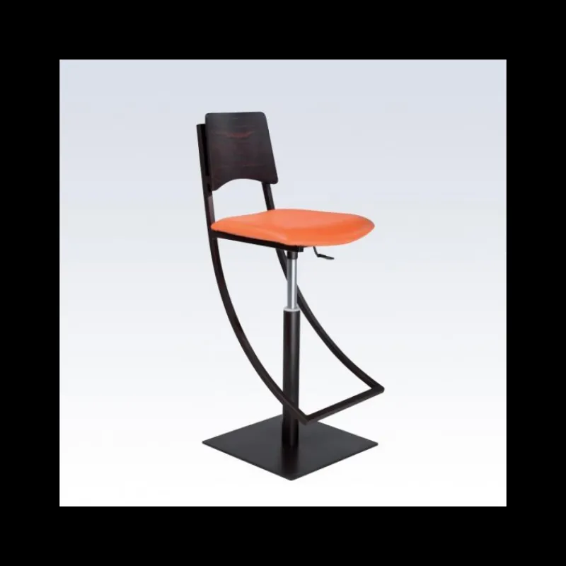 Carrier Ophélie ® Tabouret réglable en métal et synthétique dossier bois wengé* Tabouret Snack (assise +/- 65 Cm)|Tabouret De Bar (assise +/- 80 Cm)