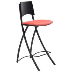Carrier Ophélie ® Tabouret snack contemporain pliant en métal et synthétique dossier bois wengé* Tabouret Snack (assise +/- 65 Cm)|Tabouret De Bar (assise +/- 80 Cm)