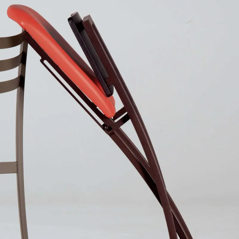 Carrier Ophélie ® Tabouret snack contemporain pliant en métal et synthétique dossier bois wengé* Tabouret Snack (assise +/- 65 Cm)|Tabouret De Bar (assise +/- 80 Cm)