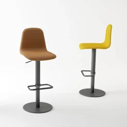 Cancio Orange Tabouret réglable en synthétique avec repose* Tabouret Snack (assise +/- 65 Cm)|Tabouret De Bar (assise +/- 80 Cm)