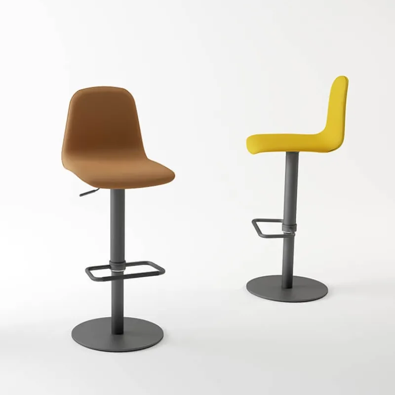 Cancio Orange Tabouret réglable en synthétique avec repose* Tabouret Snack (assise +/- 65 Cm)|Tabouret De Bar (assise +/- 80 Cm)