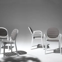 Palma Fauteuil de jardin en polypropylène coloris blanc et taupe* Chaise De Jardin|Fauteuil De Jardin