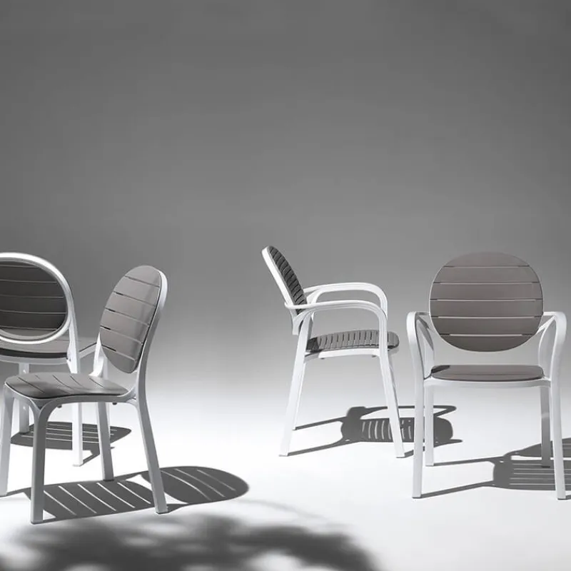 Palma Fauteuil de jardin en polypropylène coloris blanc et taupe* Chaise De Jardin|Fauteuil De Jardin