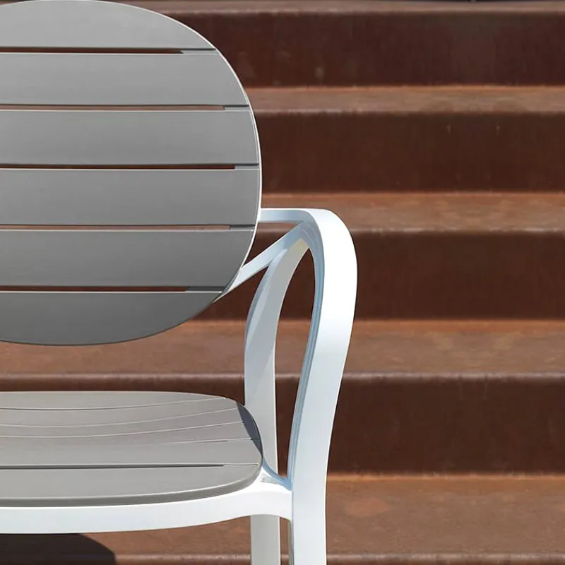 Palma Fauteuil de jardin en polypropylène coloris blanc et taupe* Chaise De Jardin|Fauteuil De Jardin