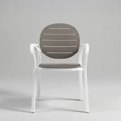 Palma Fauteuil de jardin en polypropylène coloris blanc et taupe* Chaise De Jardin|Fauteuil De Jardin