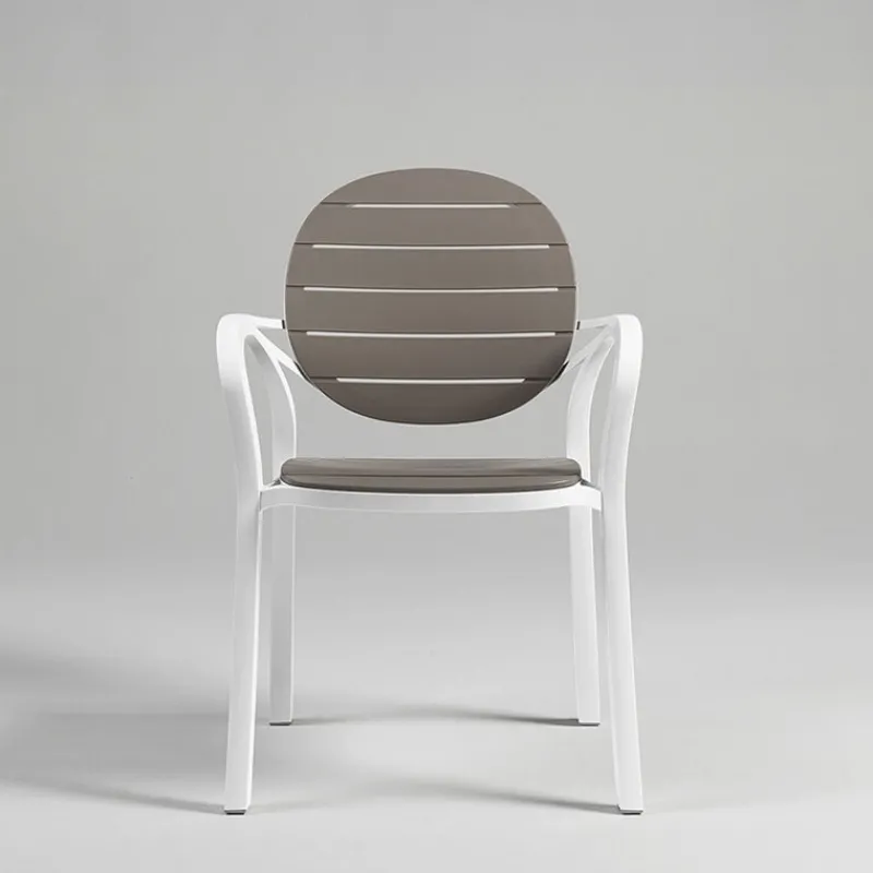 Palma Fauteuil en polypropylène coloris blanc et taupe* Chaise De Cuisine|Chaise De Salle à Manger