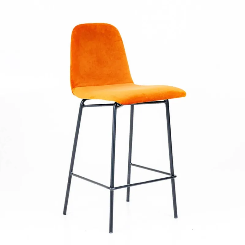 Sessio Pandora diamant Tabouret snack dos matelassé en tissu et pieds métal* Tabouret Snack (assise +/- 65 Cm)|Tabouret De Bar (assise +/- 80 Cm)