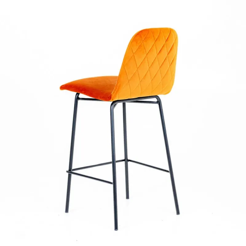 Sessio Pandora diamant Tabouret snack dos matelassé en tissu et pieds métal* Tabouret Snack (assise +/- 65 Cm)|Tabouret De Bar (assise +/- 80 Cm)