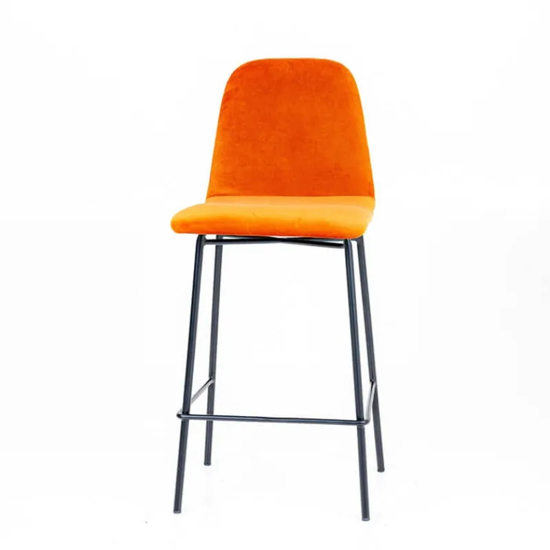 Sessio Pandora diamant Tabouret snack dos matelassé en tissu et pieds métal* Tabouret Snack (assise +/- 65 Cm)|Tabouret De Bar (assise +/- 80 Cm)