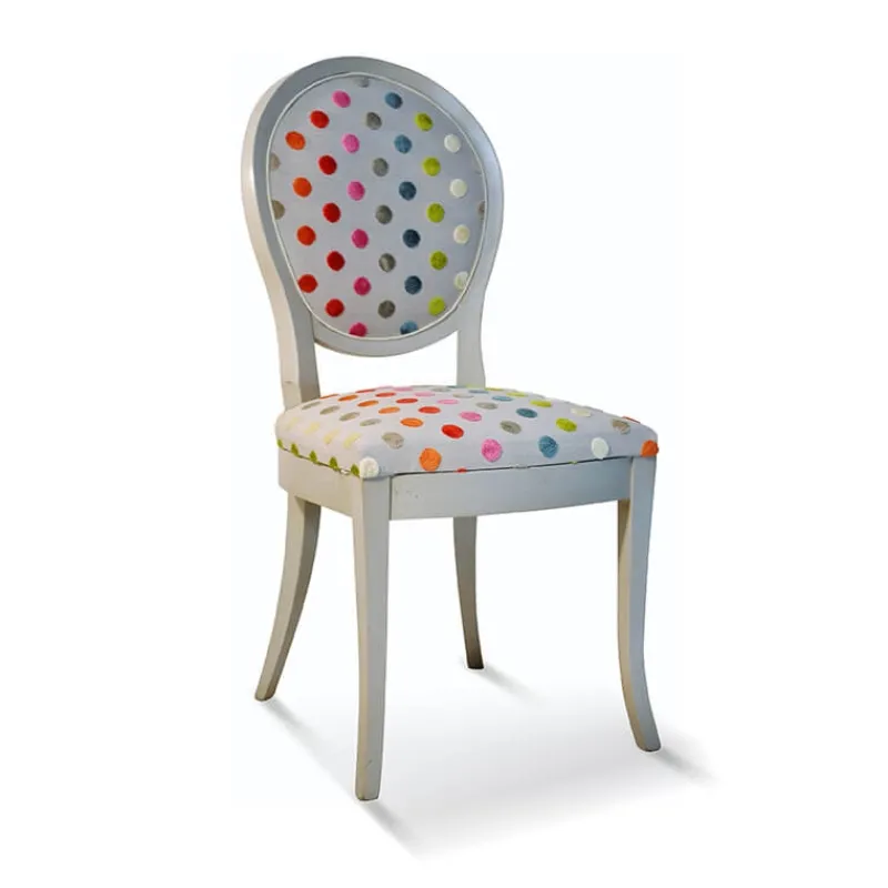 Paget Pauline Chaise médaillon en bois massif et tissu fabrication française* Chaise De Salle à Manger|Chaise Salon