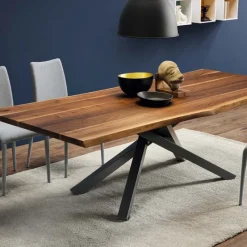 Midj Pechino ® Table design en bois massif piétement mikado en métal* Table De Salle à Manger