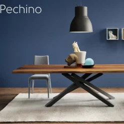 Midj Pechino ® Table design en bois massif piétement mikado en métal* Table De Salle à Manger