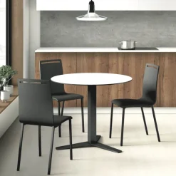 Cancio Peliccan Table ronde petit espace en céramique et métal* Table De Cuisine|Table Pour Petit Espace