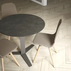 Cancio Peliccan Table ronde petit espace en céramique et métal* Table De Cuisine|Table Pour Petit Espace