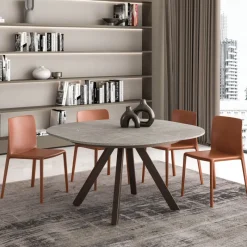 Ozzio PetaloTable ronde design extensible avec pieds en métal* Table De Salle à Manger|Table Pour Petit Espace