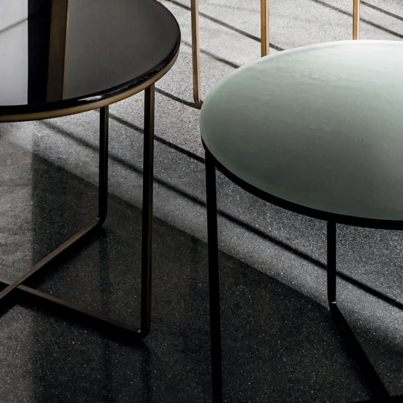 Sovet Italia Piktor Sovet Table basse ronde en verre* Table De Salon
