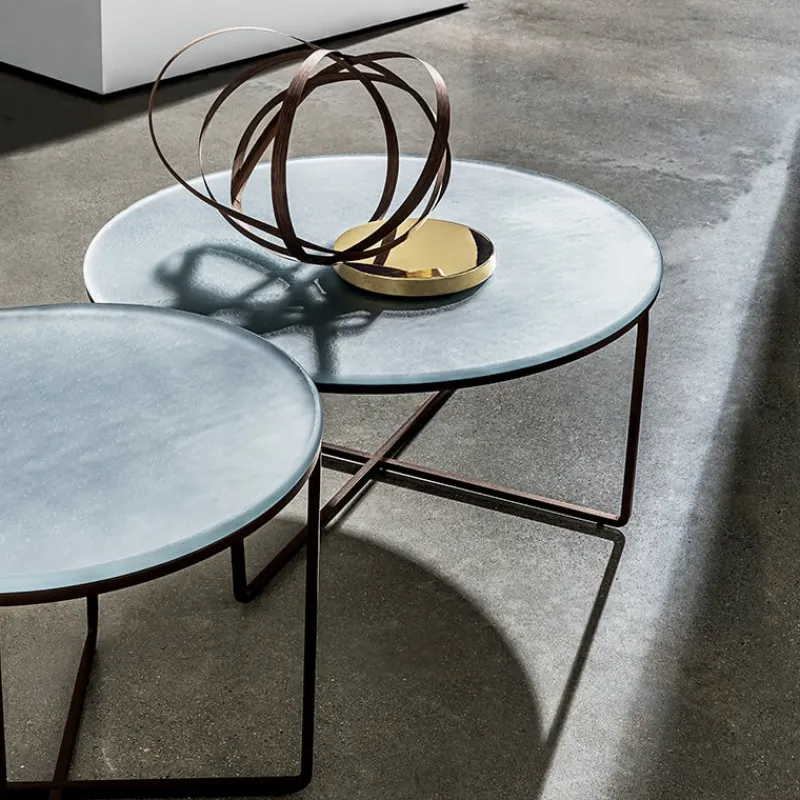 Sovet Italia Piktor Sovet Table basse ronde en verre* Table De Salon