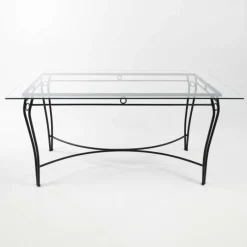 Jayso Pisa Table d'extérieur provençale en verre trempé et acier* Table De Jardin