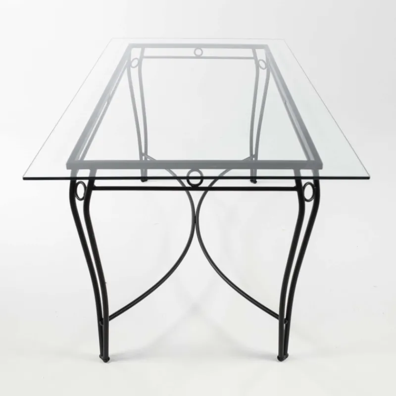 Jayso Pisa Table d'extérieur provençale en verre trempé et acier* Table De Jardin