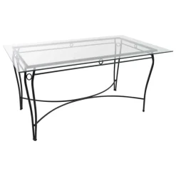 Jayso Pisa Table provençale en verre trempé et acier* Table De Salle à Manger